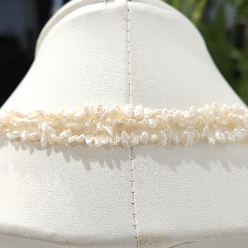 Vintage Pearl Necklace Genuine Freshwater Pearl 30" Beaded Multistrand Cream - Picture 4 of 16